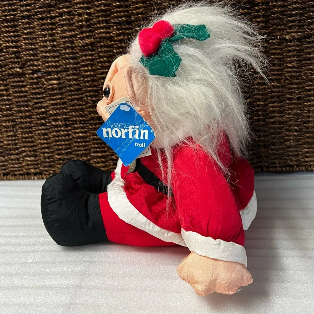 Vintage Norfin ParaCutes Troll Santa Doll with Elf in a Bag Plush Original Tags